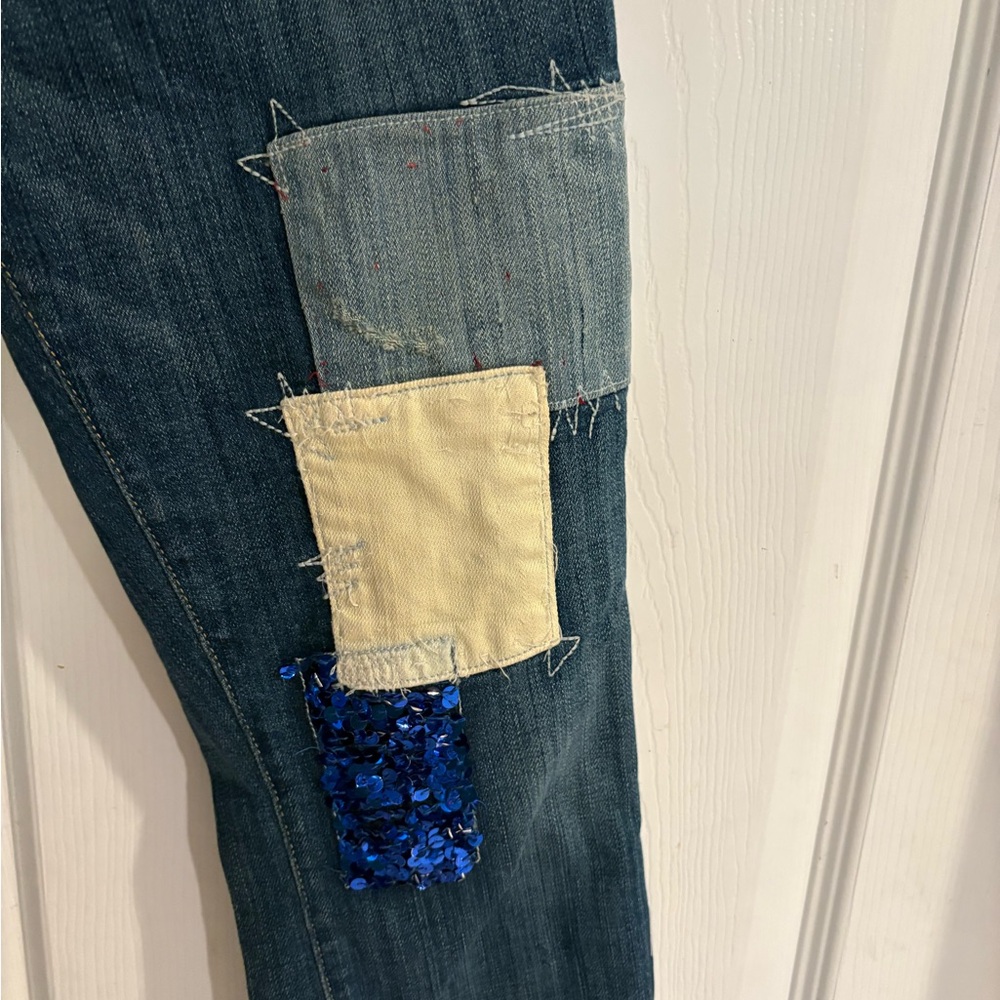 Current/Elliott Blue Patchwork Ankle Jeans - image 4